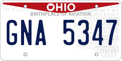 OH license plate GNA5347