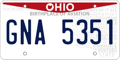 OH license plate GNA5351