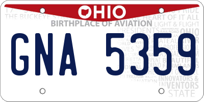 OH license plate GNA5359