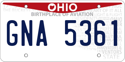 OH license plate GNA5361