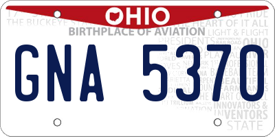 OH license plate GNA5370