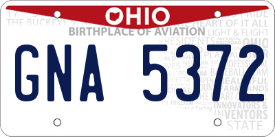 OH license plate GNA5372