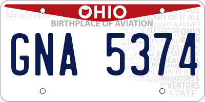 OH license plate GNA5374