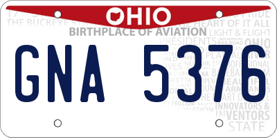 OH license plate GNA5376