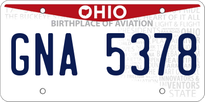 OH license plate GNA5378