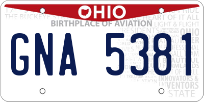 OH license plate GNA5381