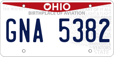 OH license plate GNA5382