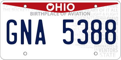 OH license plate GNA5388