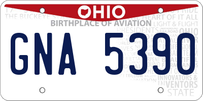 OH license plate GNA5390