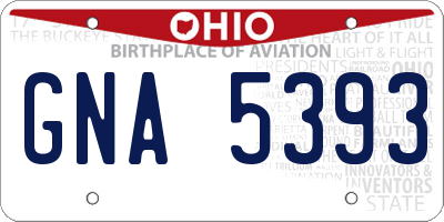 OH license plate GNA5393