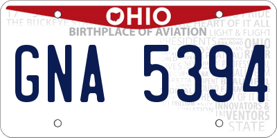 OH license plate GNA5394