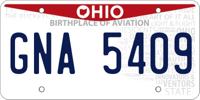 OH license plate GNA5409