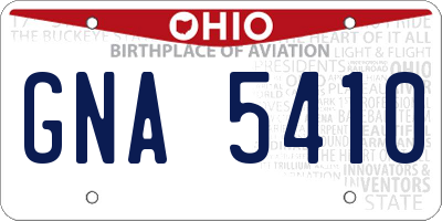 OH license plate GNA5410