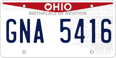 OH license plate GNA5416