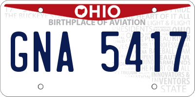 OH license plate GNA5417