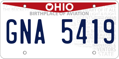 OH license plate GNA5419