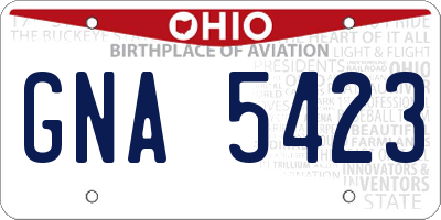 OH license plate GNA5423