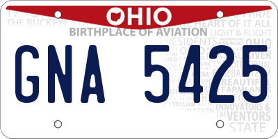 OH license plate GNA5425