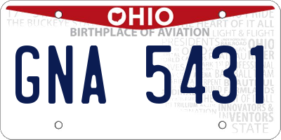 OH license plate GNA5431