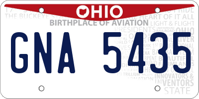 OH license plate GNA5435