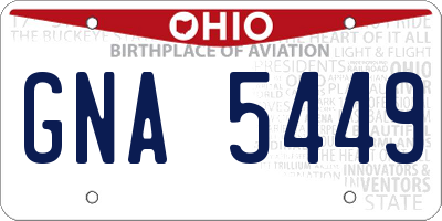 OH license plate GNA5449