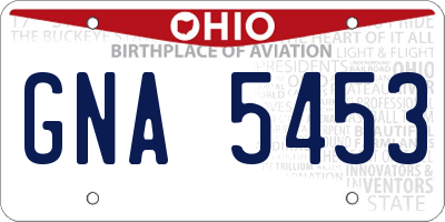 OH license plate GNA5453