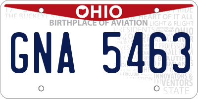 OH license plate GNA5463