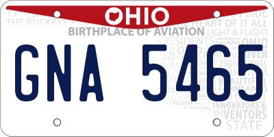 OH license plate GNA5465