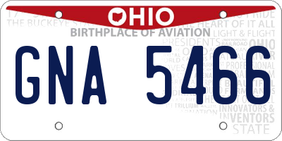 OH license plate GNA5466