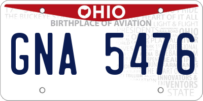 OH license plate GNA5476