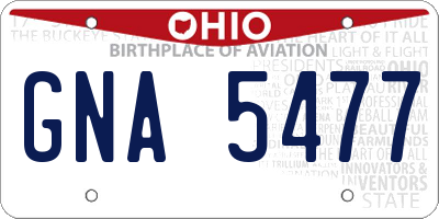 OH license plate GNA5477
