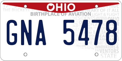 OH license plate GNA5478