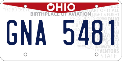 OH license plate GNA5481