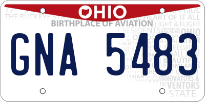 OH license plate GNA5483