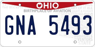 OH license plate GNA5493