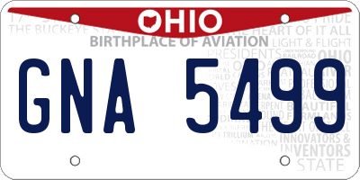 OH license plate GNA5499