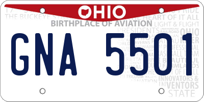 OH license plate GNA5501