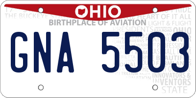 OH license plate GNA5503