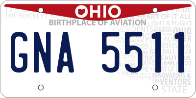 OH license plate GNA5511