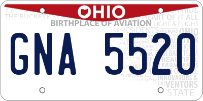 OH license plate GNA5520