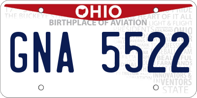 OH license plate GNA5522