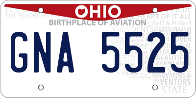 OH license plate GNA5525