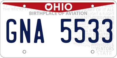 OH license plate GNA5533