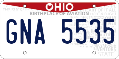OH license plate GNA5535