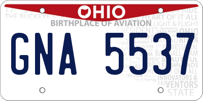 OH license plate GNA5537