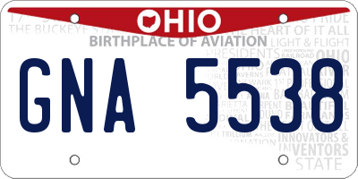 OH license plate GNA5538