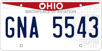OH license plate GNA5543