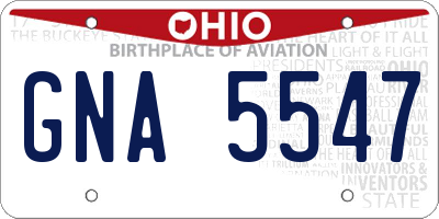 OH license plate GNA5547