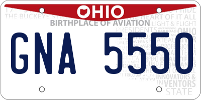 OH license plate GNA5550