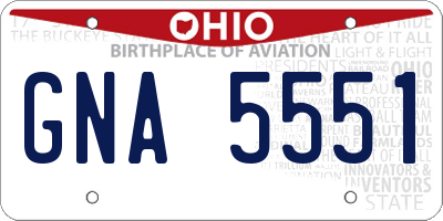OH license plate GNA5551